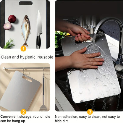 3-Piece High-Quality Stainless Steel Cutting Board Set — Durable, Easy to Clean, Ready for Use in the Kitchen, Space-Saving, Rustproof, and Bpa-Free, Ensuring Food Safety by All Mart Bristol Ltd