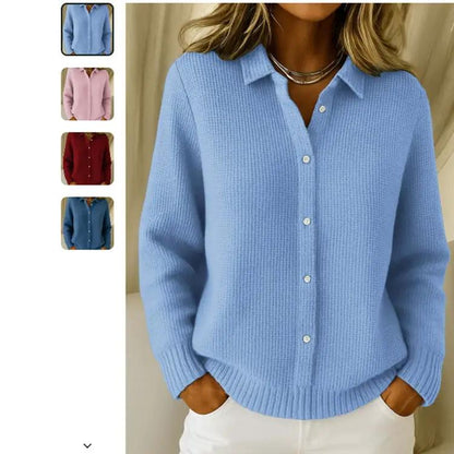 Casual Fashion Button Knitted Lapel Sweater For Women Long Sleeve Knitted Sweaters Tops Winter Jumper by Dropshipman