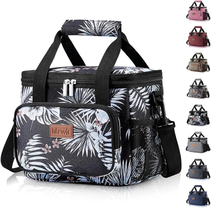 Stylish Black Insulated Lunch Bag - 9L Soft Cooler Tote for Adults, Perfect for 12 Cans by All Mart Bristol Ltd