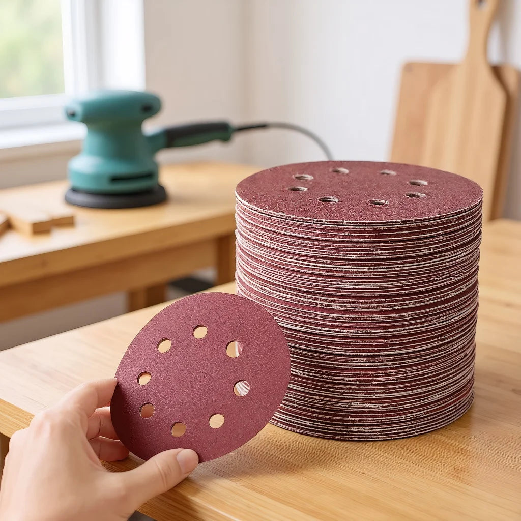5 Inch 80 Grit Aluminum Oxide Sanding Discs 8 Hole Hook Loop for Air Grinder Red Velvet Sandpaper for Metal Wood Polishing by All Mart Bristol Ltd