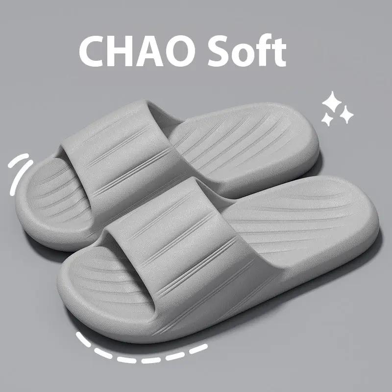 Fashion Solid Color Striped Home Slippers Summer Thick Bottom Non-slip Bathroom Slipper Women Men Couples Shoes by Dropshipman