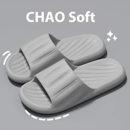 Fashion Solid Color Striped Home Slippers Summer Thick Bottom Non-slip Bathroom Slipper Women Men Couples Shoes by Dropshipman