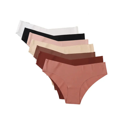 7Pcs/Set Women's V-Waist Panties Seamless Low-Waist Bikin Briefs Ladies Sexy Lingerie Ice Silk No Show Invisible Underwear XS-XL by All Mart Bristol Ltd