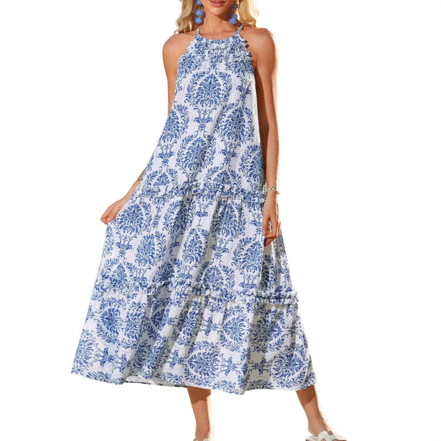 Women’S Boho Printed Tiered Maxi Dress