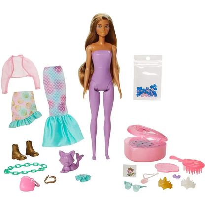 Barbie Doll Colour Reveal Peel Mermaid 25 Accessories Toy Gift For KIds GXV93 by Barbie