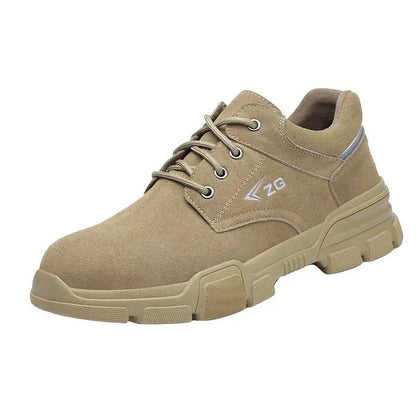 Anti-smashing And Anti-stab Safety Shoes Genuine Leather Wear-resisting Steel Toe Cap by Dropshipman