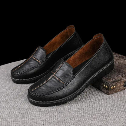 Women's Flat Casual Slip-on Leather Shoes by Dropshipman