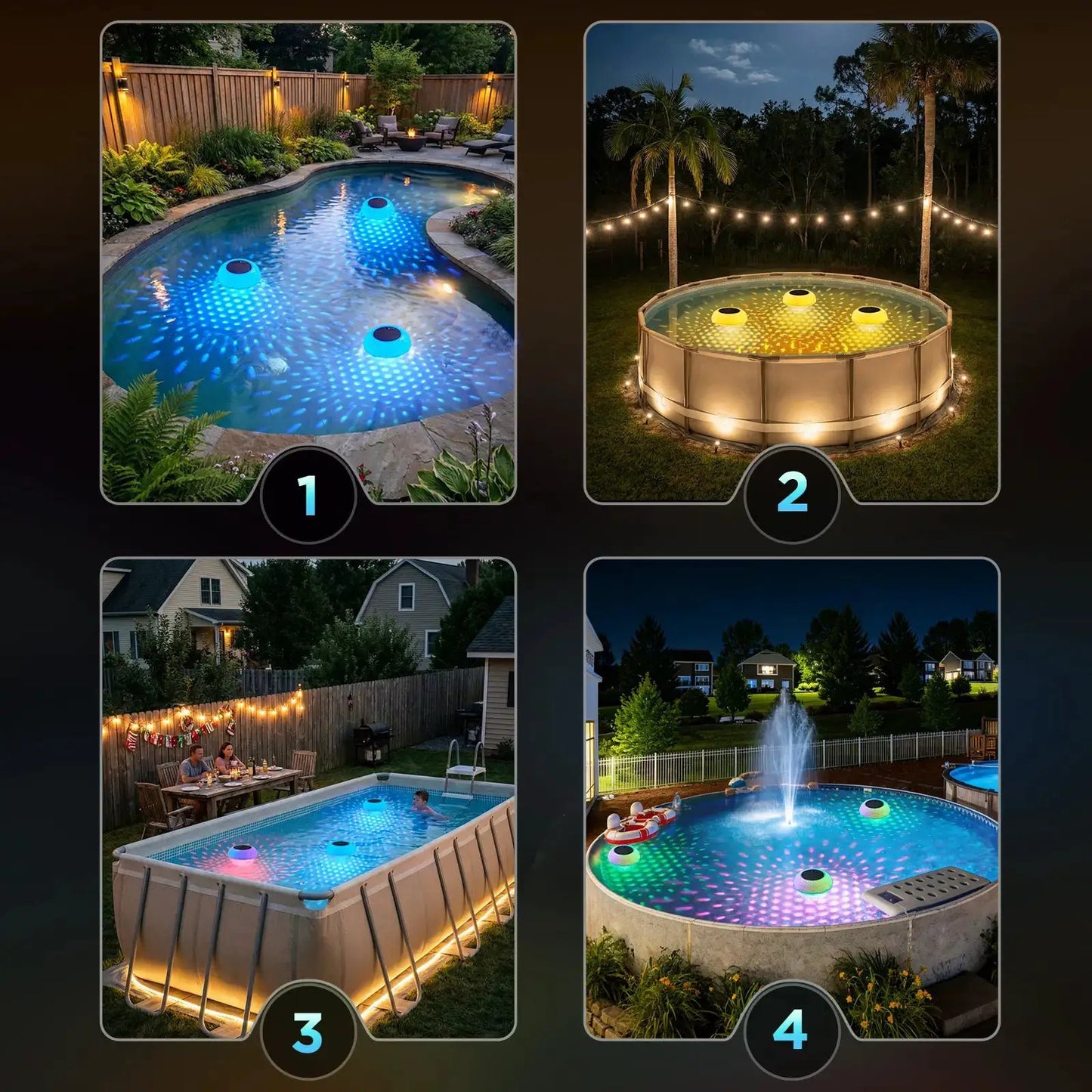 Brightown Solar Pool Chlorine Tablet Floater, RGBWW Remote Control Pool Chlorine Floater with IP68 Waterproof, 4 Dimming & 3 Timers for Pools, Hot Tubs, Large Above-Ground Pools by All Mart Bristol Ltd