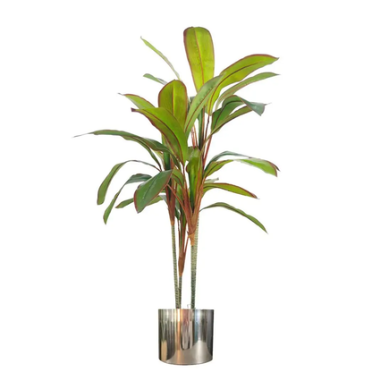 Metal Planter Plant Pot with Polished Silver Finish 20 x 18cm by Leaf