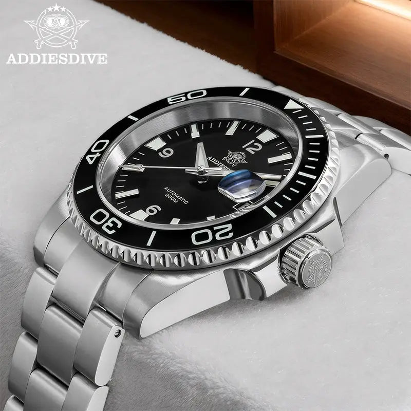 ADDIESDIVE New Diving Gift Watch Men 8215 Automatic Sapphire AR Coated Glass Ceramic Bezel Waterproof 200m Luminous Stainless St by All Mart Bristol Ltd