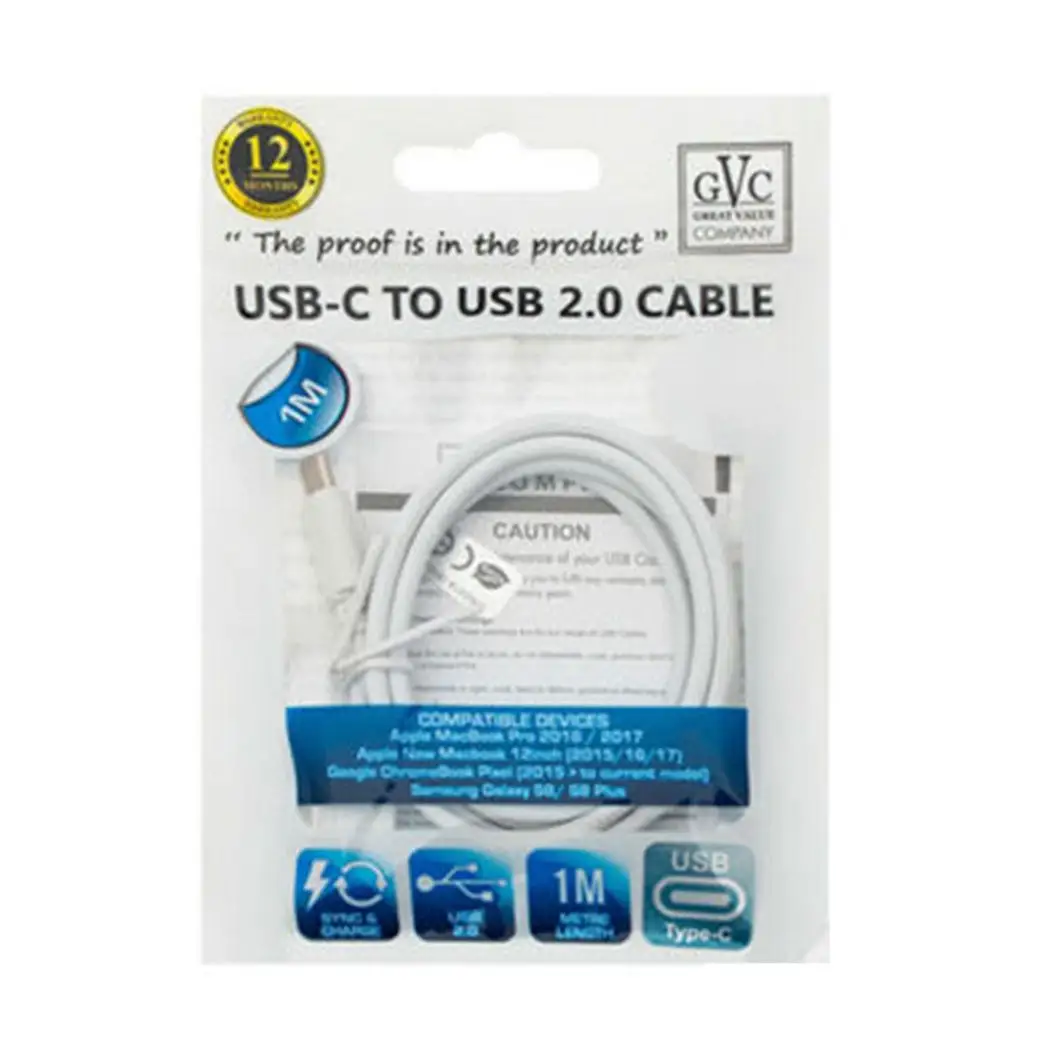 GVC USB to Type C Cable, For Phone & Pad, Charging & Syncing - 1m by GVC