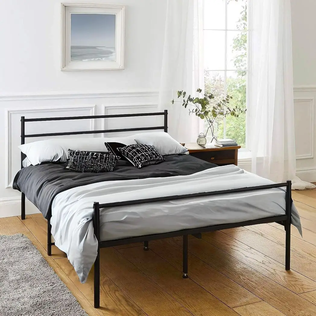 Extra Strong Double Metal Bed Frame In Black - Improved by House of Home