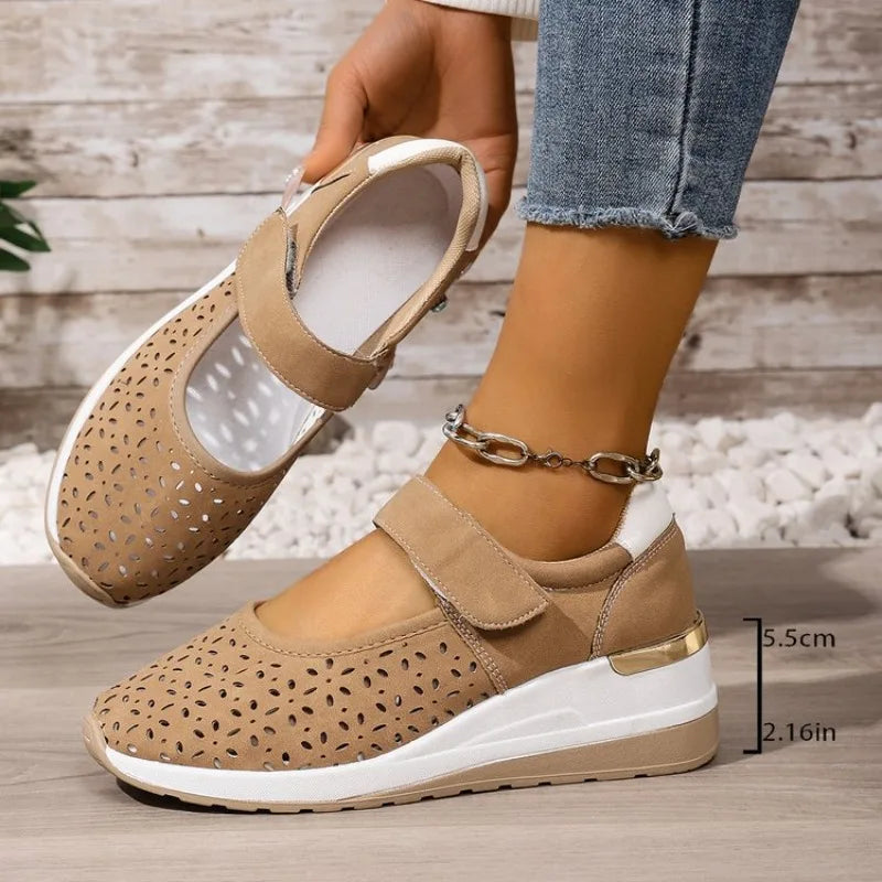Spring Summer New Fashion Large Size Thick Bottom Sneakers for Women Casual Hollow Out Wedges Heel Single Sports Shoes by All Mart Bristol Ltd