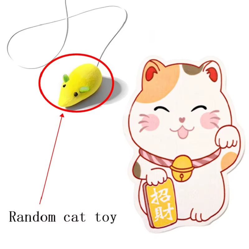 Self-Adhesive Cat Scratcher with Random Hanging Cat Toy Wall Mounted Felt Cat Scratch Mat Cats Scratcher Pad Carpet Cat Supply