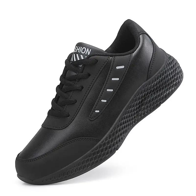 Leather Women's Shoes Casual Sneaker Round Toe Flat Heel Women's Running Shoes by Dropshipman