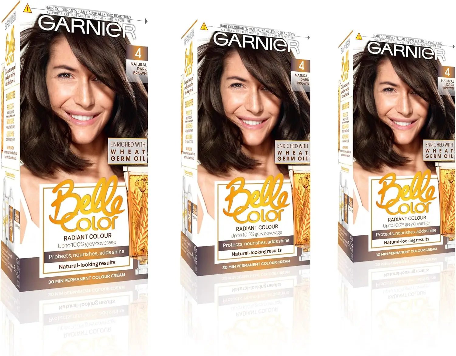 Belle Color Permanent Brown Hair Dye - Natural Looking Color & 100% Grey Coverage - 3 Pack of 5 Natural Brown by All Mart Bristol Ltd
