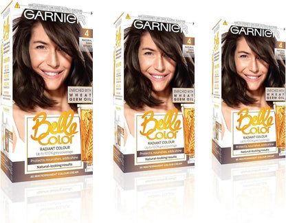 Belle Color Permanent Brown Hair Dye - Natural Looking Color & 100% Grey Coverage - 3 Pack of 5 Natural Brown by All Mart Bristol Ltd