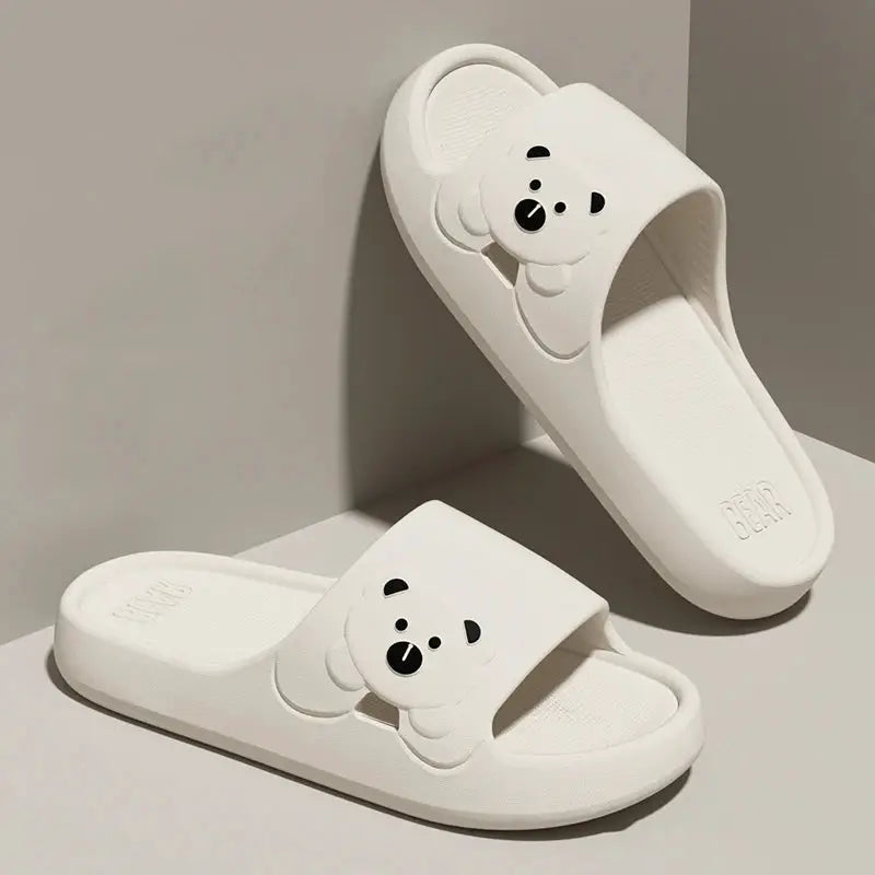 Slippers Bathroom Cartoon Bear Indoor Slippers For Women Lightweight Soft EVA Slides Woman Comfort Home Summer Bathroom Non Slip by All Mart Bristol Ltd
