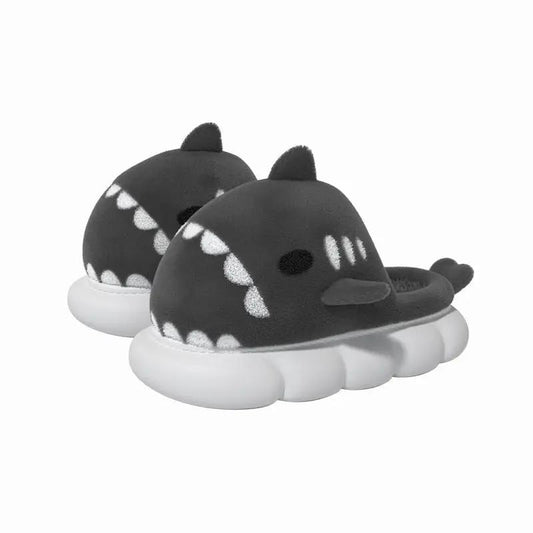 5cm Thick Soled Small Fat Pier Shark Cotton Slippers For Men by Dropshipman