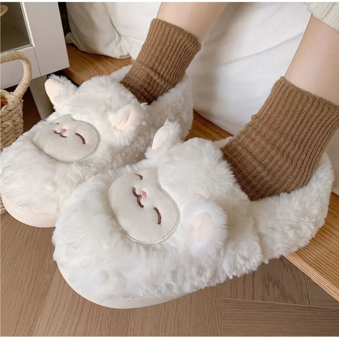 Warmth-Keeping Cotton Slippers For Couples Mens Non-Slip Fuzzy Indoor Postpartum Shoes by Dropshipman