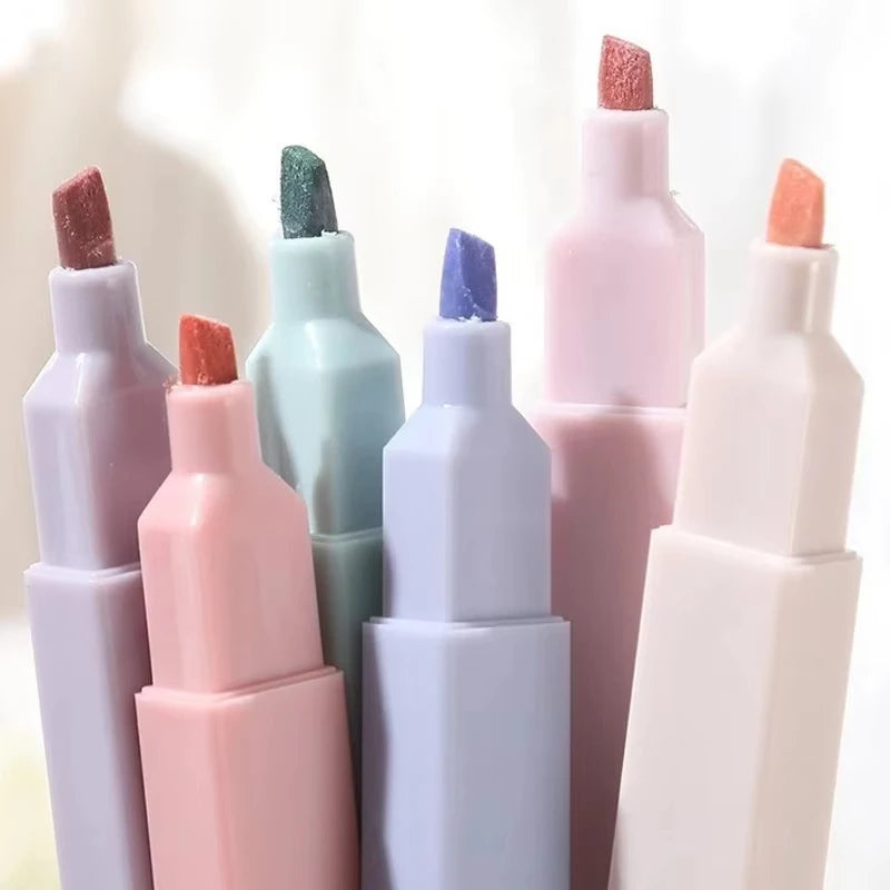 6Pcs/Set Pastel Color Highlighter Kawaii Stationery Color Marker School Supplies Student Marker Highlighter Japanese Stationery by All Mart Bristol Ltd