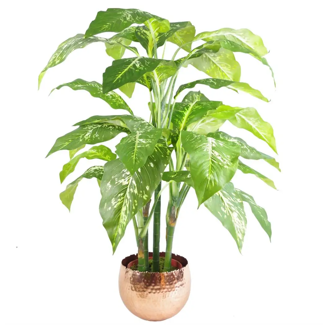 Leaf Large Metal Planter 22 x 17cm Hammered Copper Plated Curvy Edge by Leaf