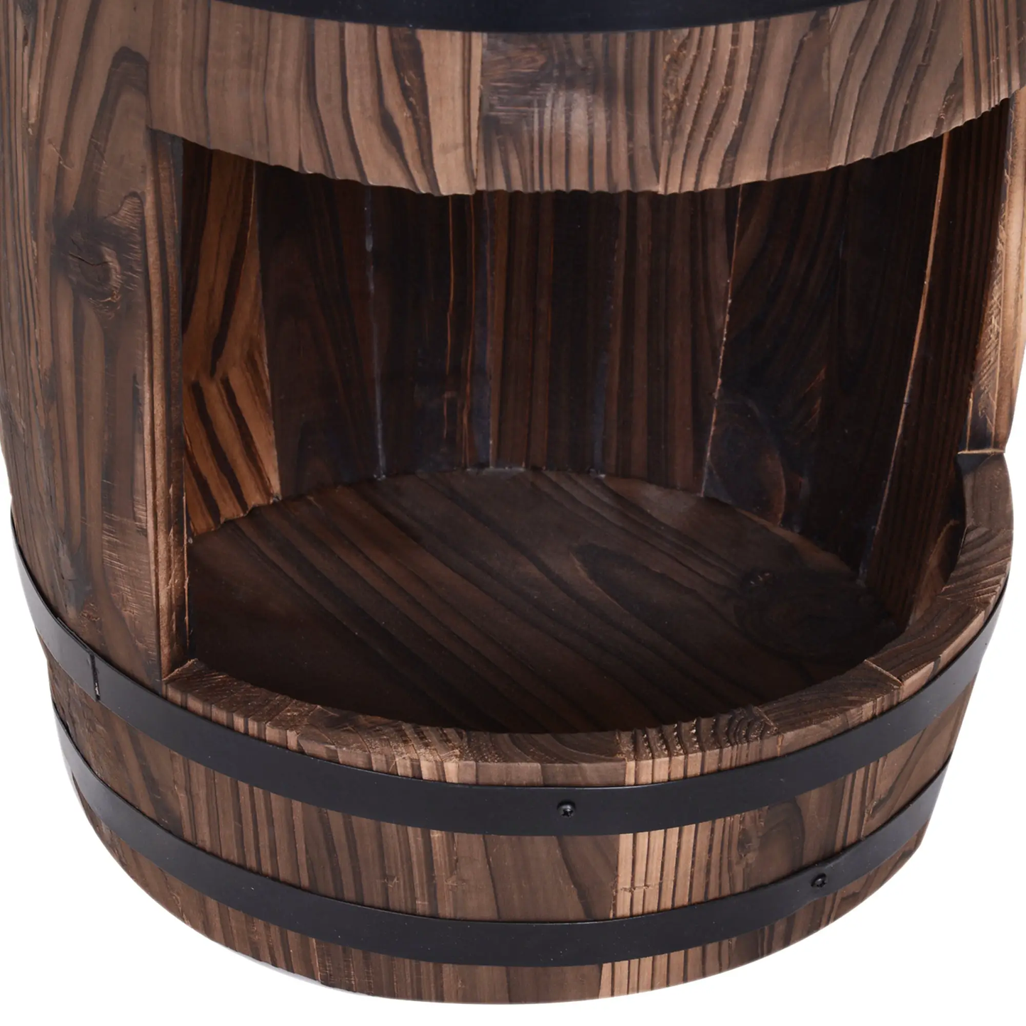 Outsunny Wood Barrel Pump Garden Fountain Water Feature Flower Planter Stand New by Outsunny