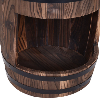 Outsunny Wood Barrel Pump Garden Fountain Water Feature Flower Planter Stand New by Outsunny