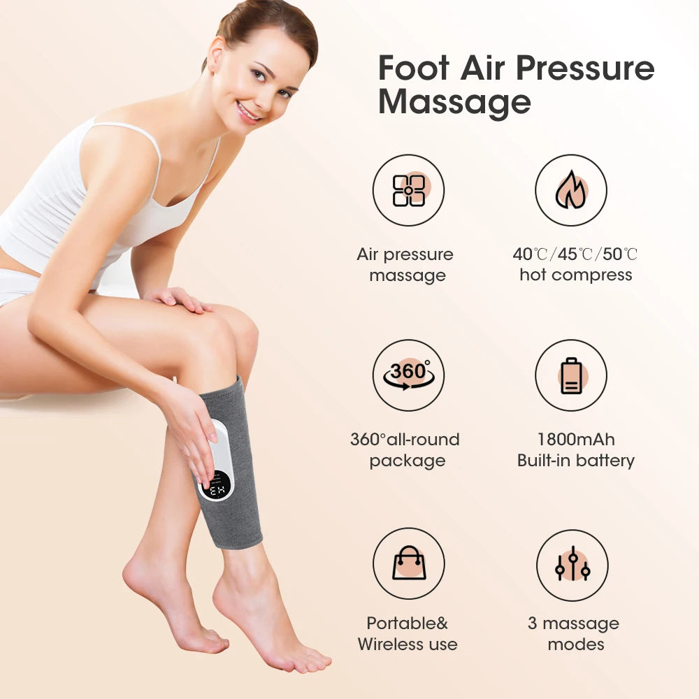 Wireless 360° Air Pressure Calf Massager 3 Level Hot Compress Airbag Compression Massage Leg Muscle Foot Relax Blood Circulation by All Mart Bristol Ltd