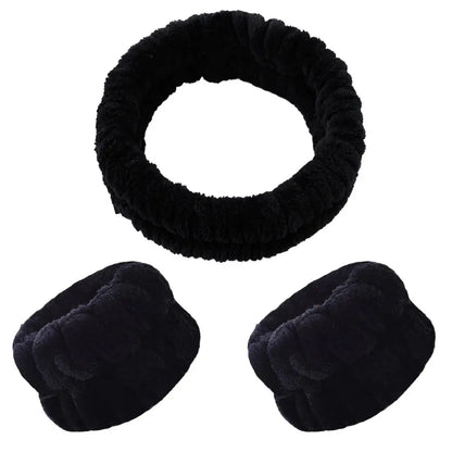 Coral Velvet Facial High-elastic Makeup Hairband Face Wash Wristband Set-face Wash, Facial Mask, Skin Care by All Mart Bristol Ltd