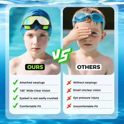 MERSUN 3 Pack Swimming Goggles, Kid Goggles with Earplugs Large Frame Anti-Fog/Uv Wide View Swim Goggles Boys Girls 4-12 by All Mart Bristol Ltd