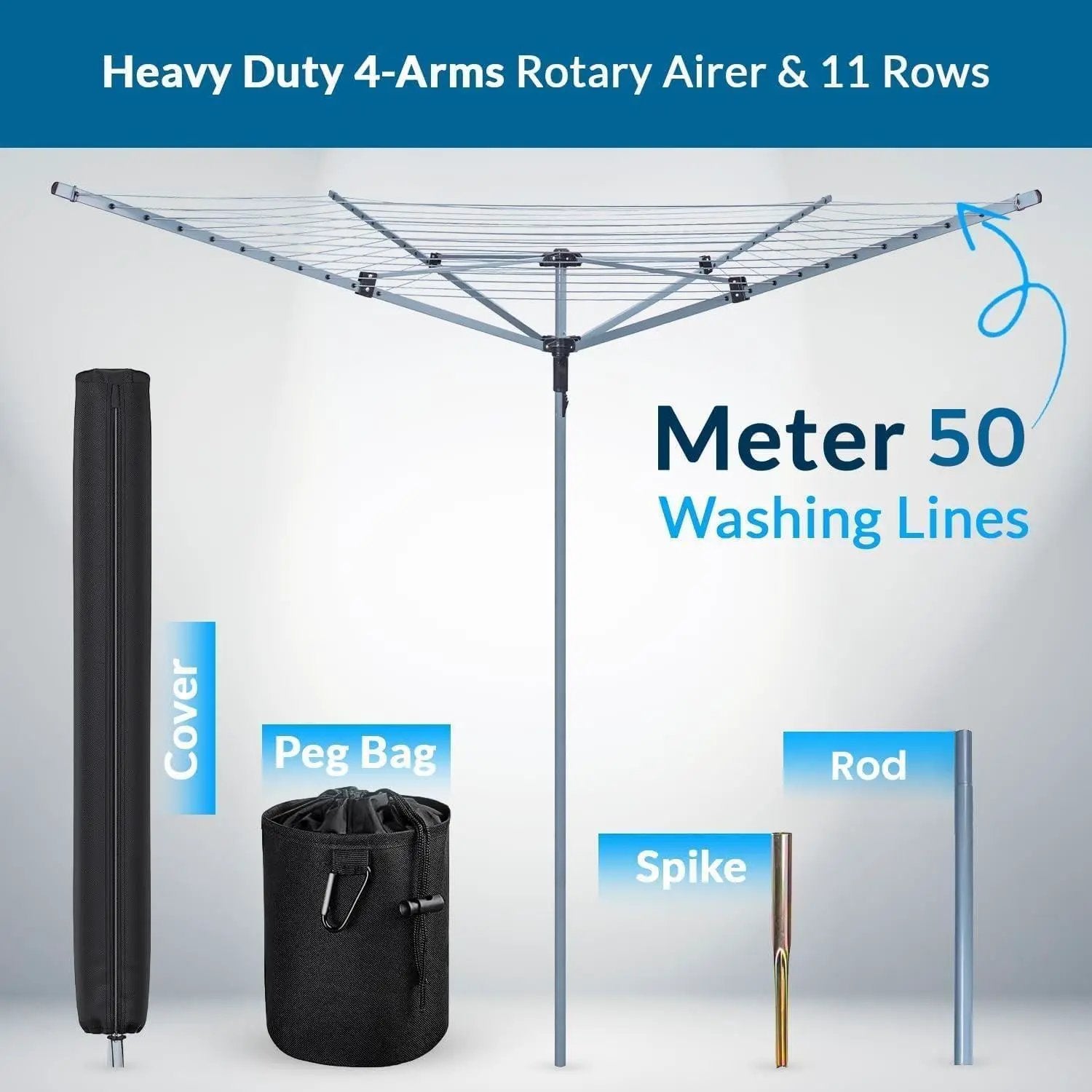 50M Rotary Airer Dryer Cover Metal Spike by Un-Branded