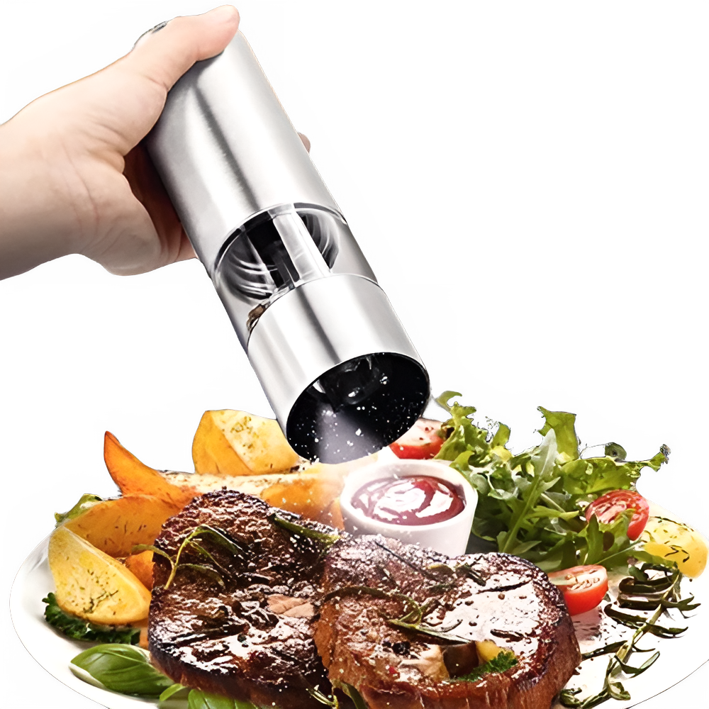 Electric Stainless Steel Salt and Pepper Grinder Set by All Mart Bristol Ltd