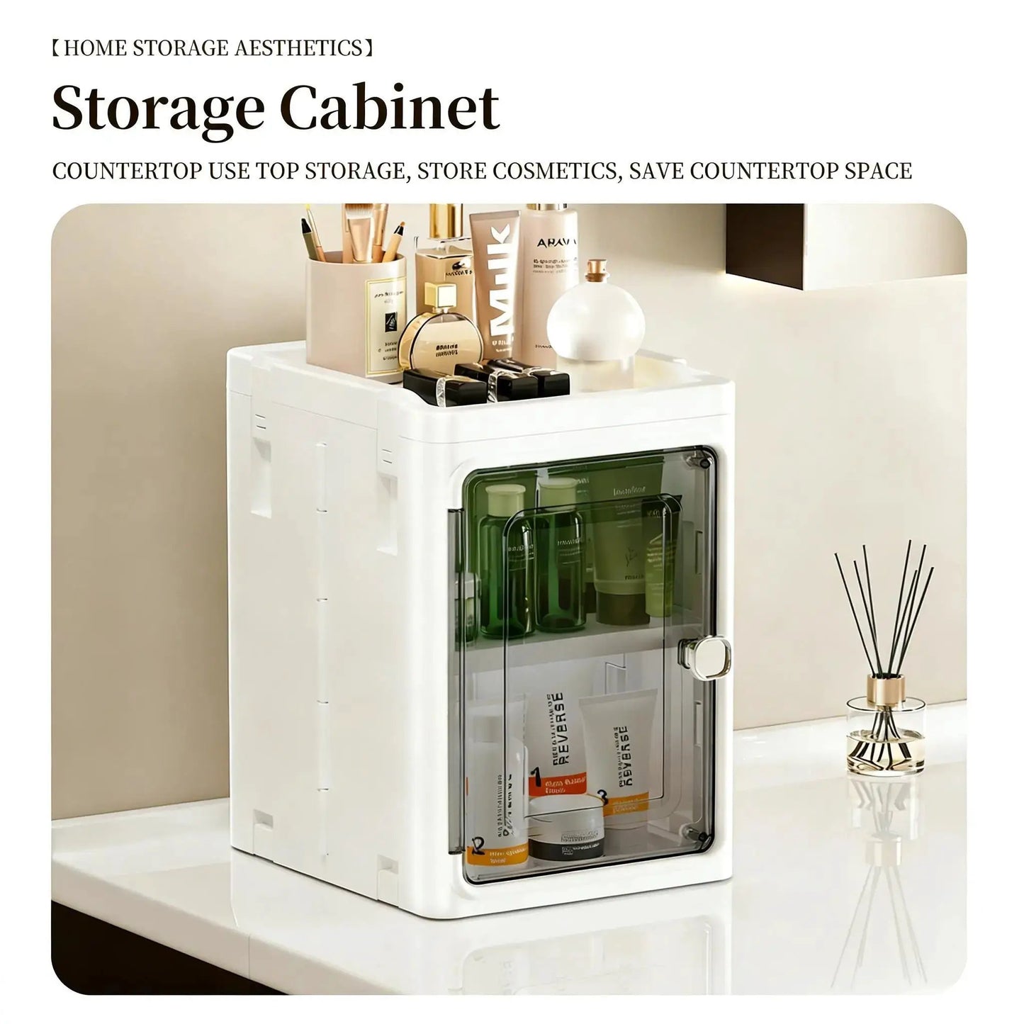 Narrow Gap Storage Organizer Foldable Cabinet Magnetic Sealed Door Universal Wheels Dustproof Moistureproof for Bathroom Kitchen by All Mart Bristol Ltd