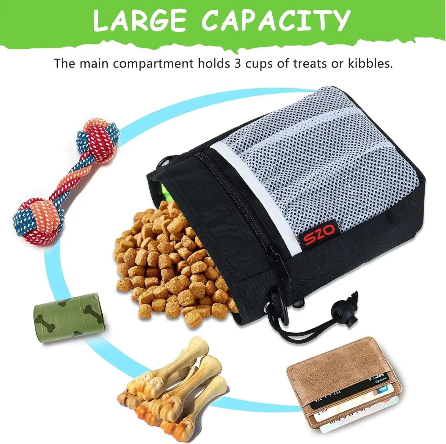Stylish Versatile Dog Treat Pouch with 3 Wear Options & 2 Clickers - Ideal for Training with Waist Belt & Shoulder Strap by All Mart Bristol Ltd