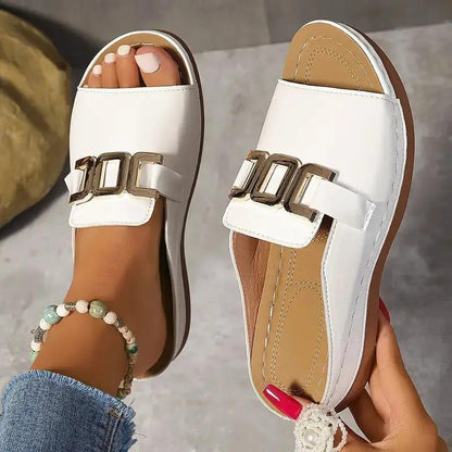 Ins Chain Wedges Sandals Summer Fashion Platform Peep-toed Slides Slippers Outdoor Thick Bottom Roman Shoes For Women by Dropshipman