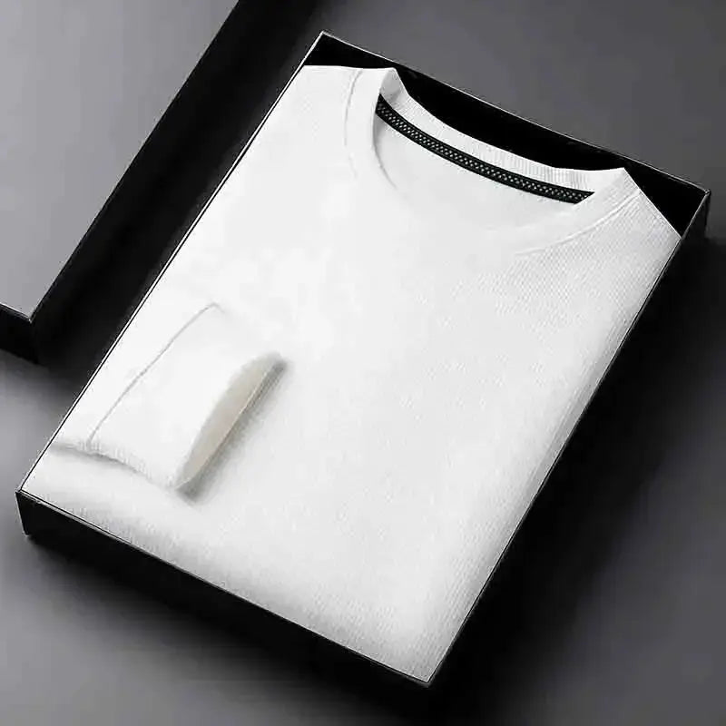 Men's Basic Crew Neck Long Sleeve Waffle Knit Sweater, Lightweight Casual Pullover for Daily Outfits by All Mart Bristol Ltd