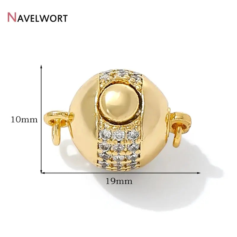 18K Gold Plated Brass With Zircon Ball Connector Clasps Strong Magnetic Clasps For DIY Bracelet Necklace Making Accessories by All Mart Bristol Ltd