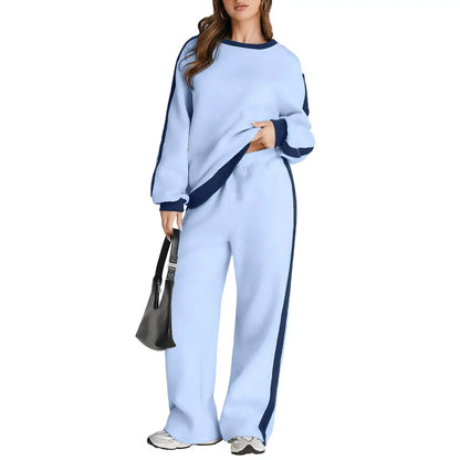 Cross-Border Spring and Autumn Casual Elegant Simple Color-Block Long Sleeve Fashion Loose Commuter Style Base Pullover Sweatshi by All Mart Bristol Ltd