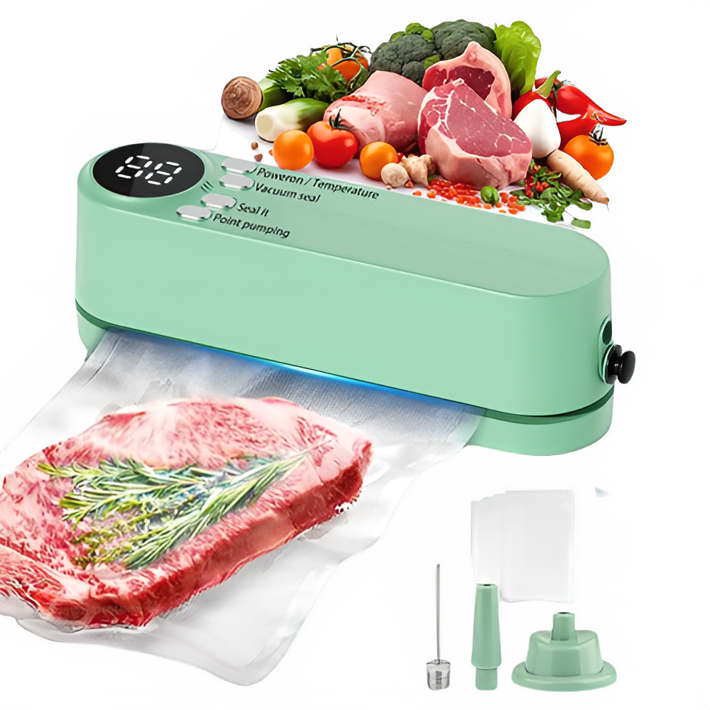 Portable Rechargeable Food Vacuum Sealer with Digital Display by All Mart Bristol Ltd