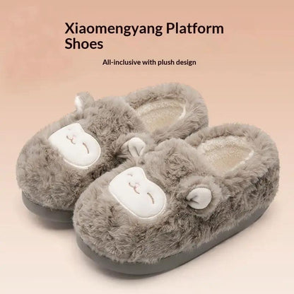 Warmth-Keeping Cotton Slippers For Couples Mens Non-Slip Fuzzy Indoor Postpartum Shoes by Dropshipman