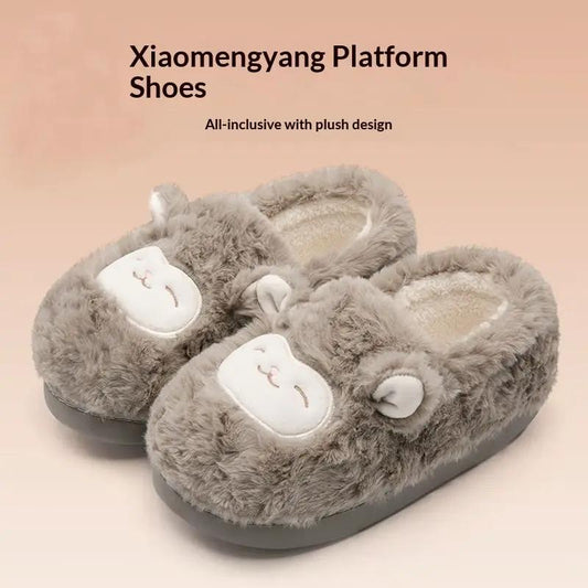 Warmth-Keeping Cotton Slippers For Couples Mens Non-Slip Fuzzy Indoor Postpartum Shoes by Dropshipman