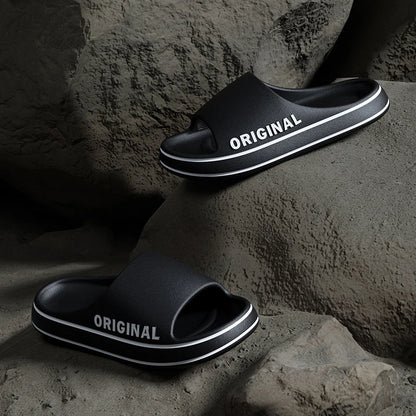 Mens Thick Sole Indoor Bathroom Anti Slip Shoes Summer Couple Sandals Feslishoet Women Letter Slippers Beach Slides Solid Color by All Mart Bristol Ltd