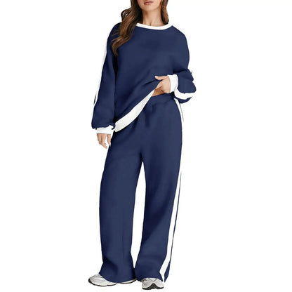 Cross-Border Spring and Autumn Casual Elegant Simple Color-Block Long Sleeve Fashion Loose Commuter Style Base Pullover Sweatshi by All Mart Bristol Ltd