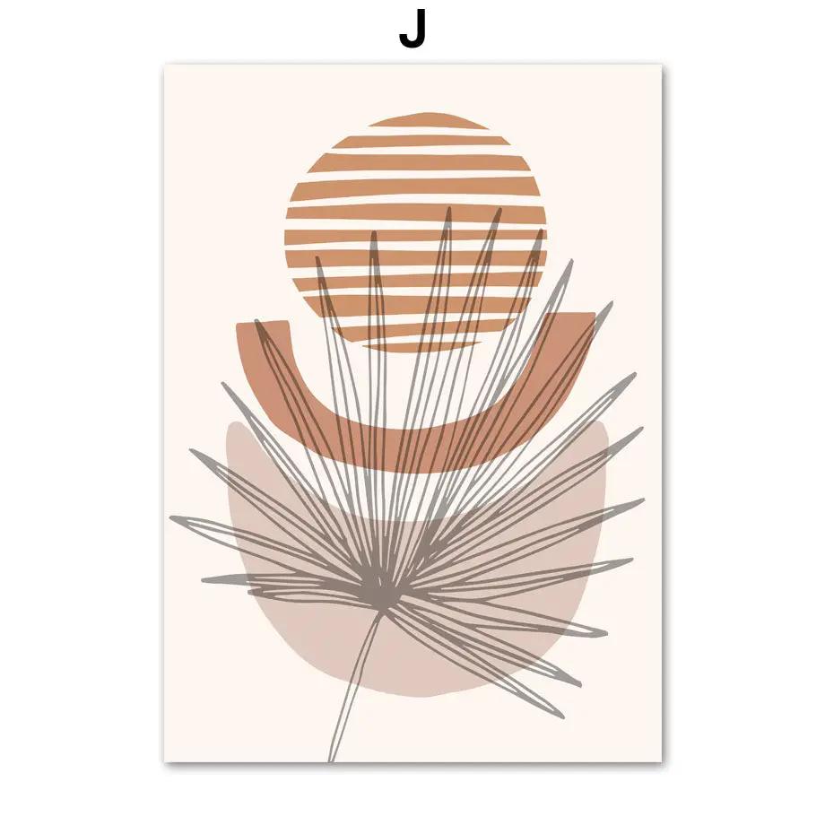 Line Leaves Geometric Abstract Boho Home Decor Painting by Dropshipman