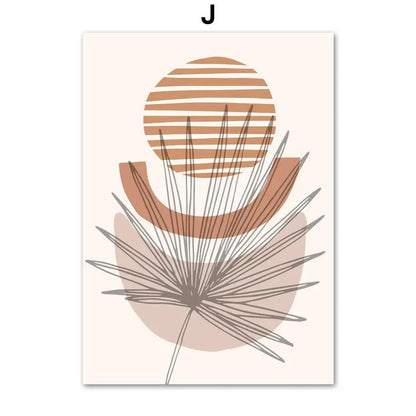 Line Leaves Geometric Abstract Boho Home Decor Painting by Dropshipman