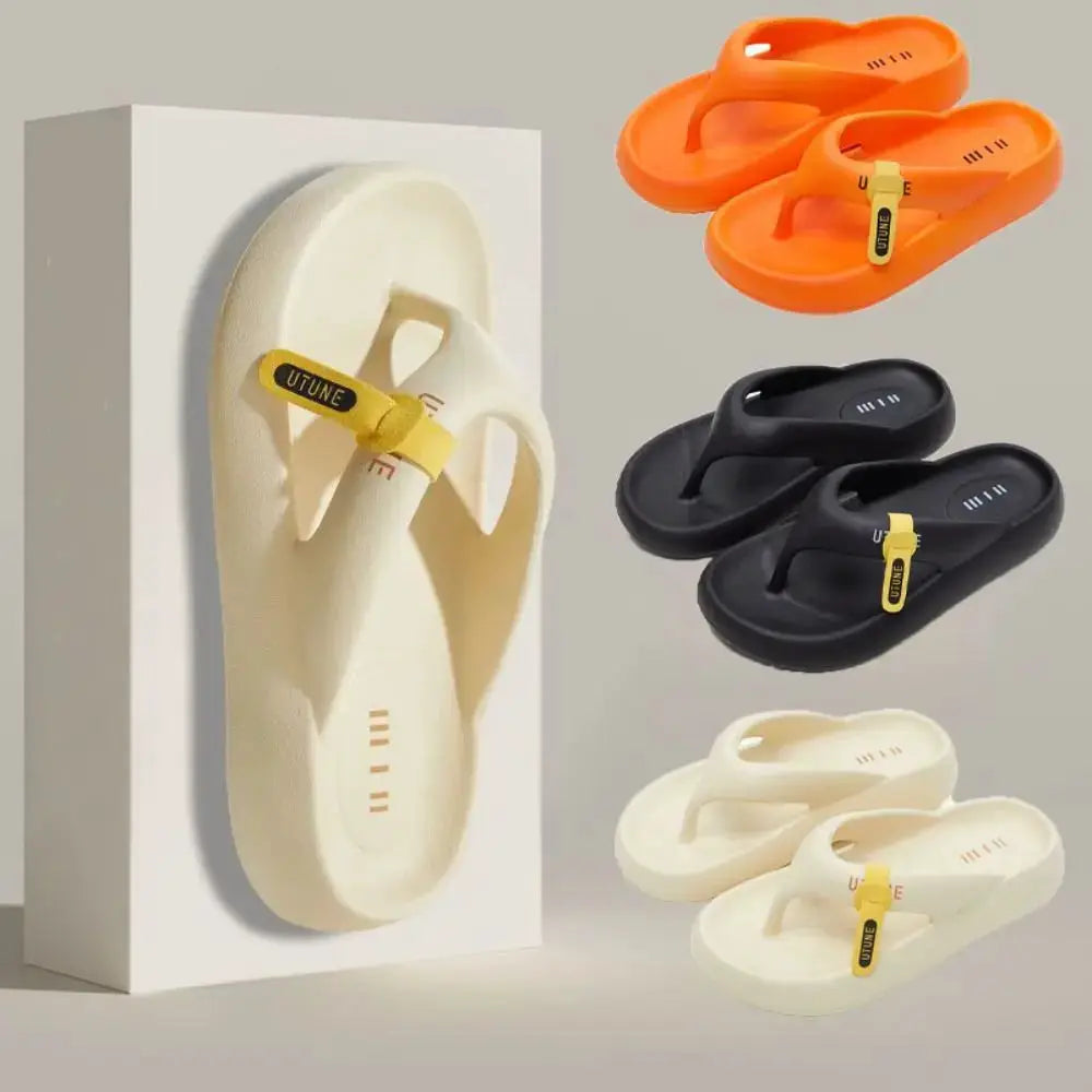 Comfortable Letter Platform Flip Flops EVA Thick Soled Slides Sandals Toe Spring Non-Slip Beach Slippers Bathroom by All Mart Bristol Ltd