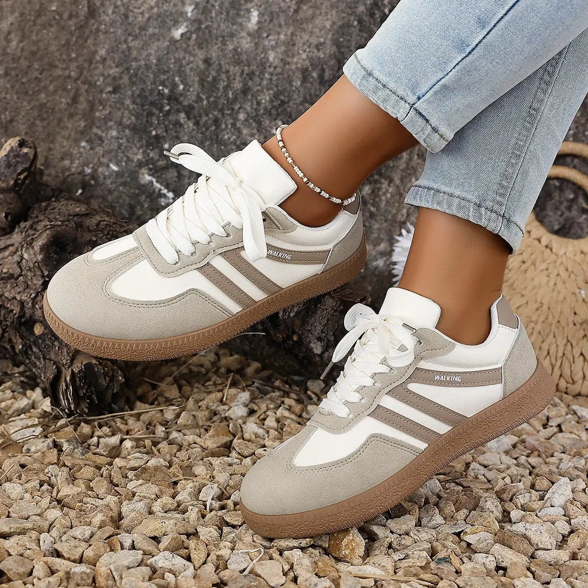 Large Size Color Blocked Round Toe Women's Shoes by Dropshipman