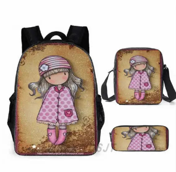 2026 Popular Youthful Anime Santoro Gorjuss 3D Print 3pcs/Set Student Travel bags Laptop Daypack Backpack Shoulder Bag Pencil by All Mart Bristol Ltd