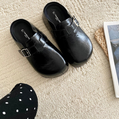 Flat Buckle Casual Sneakers Student All-matching Outer Wear Slippers by Dropshipman